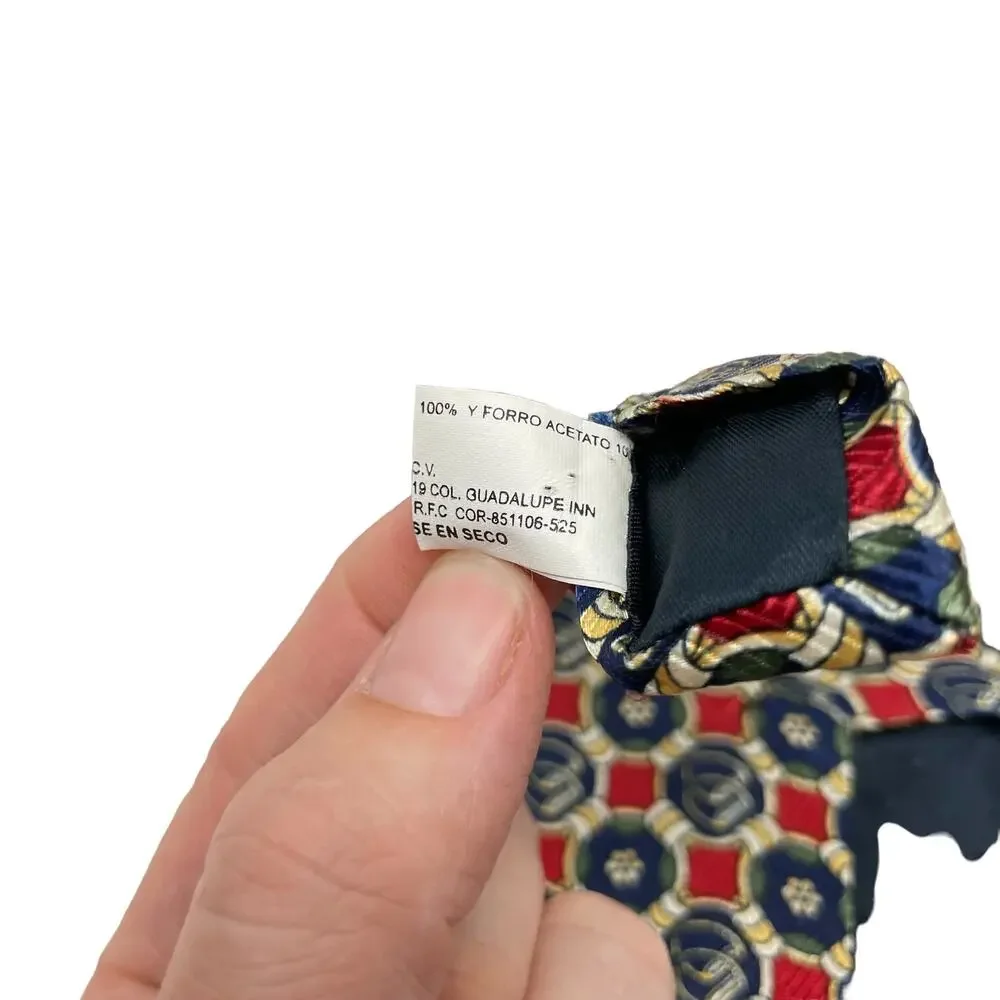 Pierre Cardin Paris Red Navy Print Men's Neck Tie Dad Office Career Staple